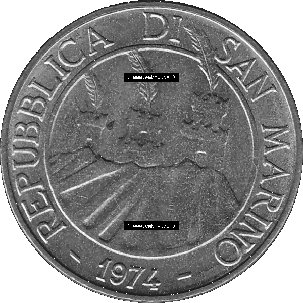 Grau bzw. s/w Bildmaterial Münzensatz / KMS 1974 aus San Marino Münze 1974-1974 als transparente PNG-Grafik, 20 Lire, L.20 MINGUZZI MONASSI INC.. Vorderseite als PNG-Grafik... Sammlung Graustufen