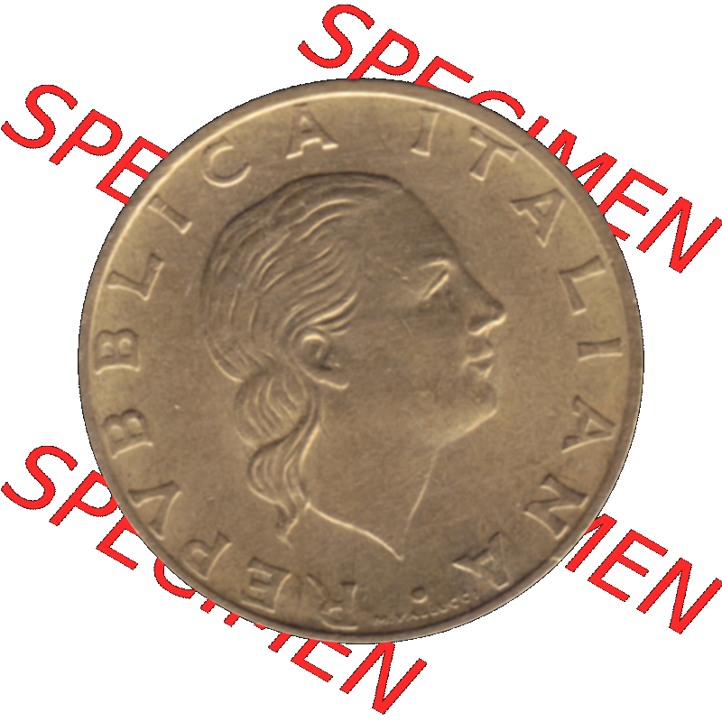Bildmaterial einer Münze aus Italien / Italia als PNG-Grafik 1977-2001, 200 Lire, Zahnrad 1988-01. Vorderseite einer alten italienischen 200 Lire Gedenkmünze, Münze... Sammlung