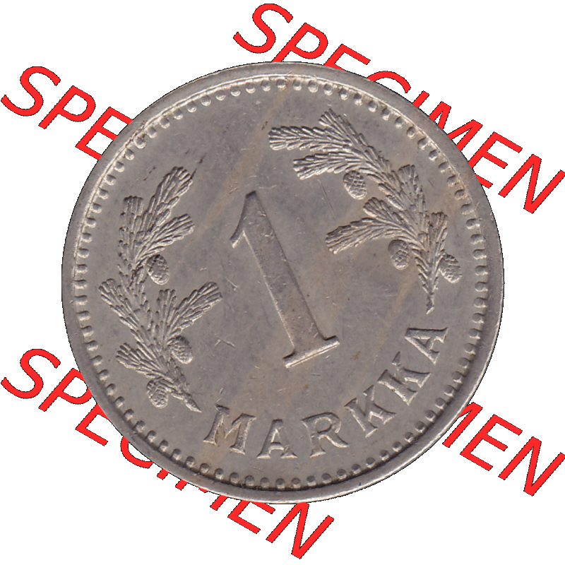 Alte Münzen KMS Finnland, Kursmünzensatz in PNG Design einer finnischen Münze 1928-1940, 1 finnische Mark, Markka 1932. Rückseite mit Wert-Zahl bzw.... Sammlung
