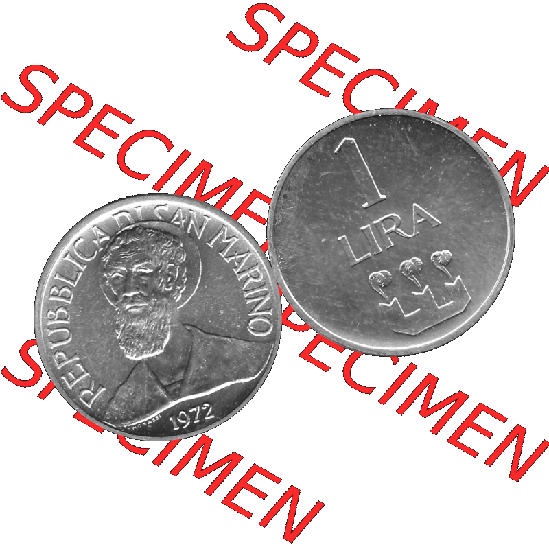 Bildmaterial Münzensatz / KMS 1972 aus San Marino in Graustufen 1972-1972, 1 Lira, Lire 1972, 1 LIRA MONASSI REPUBBLICA DI SAN MARINO Graustufen. PNG Computer-Grafik in... Sammlung