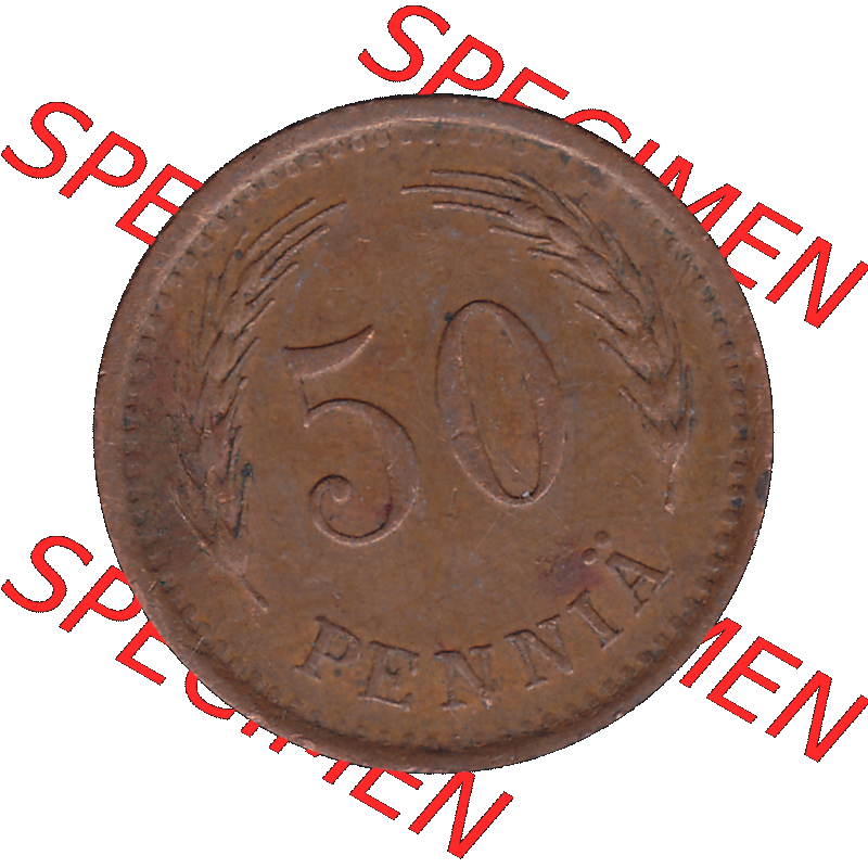 Alte Münzen KMS Finnland, Kursmünzensatz Finnland in transparenten digitalen PNG-Format 1940-1943, 50 Penny, Penniä, Kupfer 1941-1. Die digitalisierte Münze... Sammlung