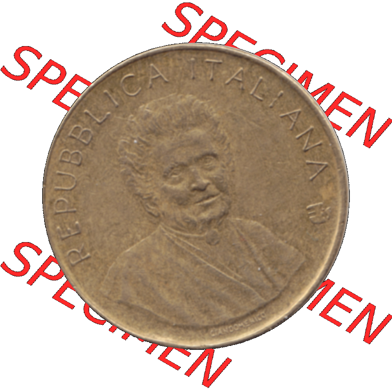 Bildmaterial einer Münze aus Italien / Italia als PNG-Grafik 1980-1980, 200 Lire FAO - Internationales Jahr der Frau 1980-01. Vorderseite einer alten italienischen 200 Lire Gedenkmünze,... Sammlung