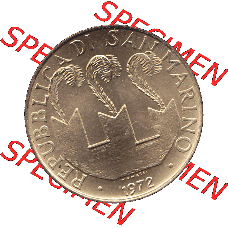 Bildmaterial in PNG-Grafiken Münzensatz / KMS 1972 aus San Marino 1972-1972, Münze 20 Lire, 1972, MONASSI REPUBBLICA DI SAN MARINO. Vorderseite als PNG-Grafik für... Sammlung