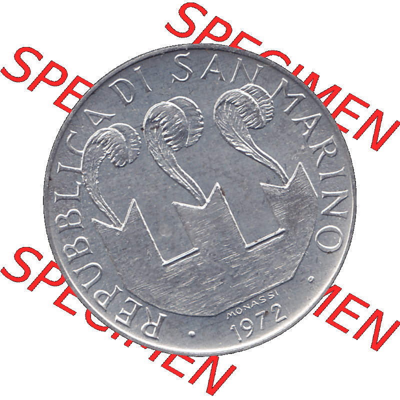Bildmaterial in PNG-Grafiken Münzensatz / KMS 1972 aus San Marino 1972-1972, Münze 10 Lire 1972, MONASSI REPUBBLICA DI SAN MARINO, 10 LIRE. Vorderseite als PNG-Grafik... Sammlung