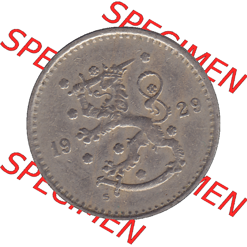 Alte Münzen KMS Finnland, Kursmünzensatz in PNG Design einer finnischen Münze 1921-1940, 50 Penny, Penniä 1929. Vorderseite einer Münze in transparenten... Sammlung