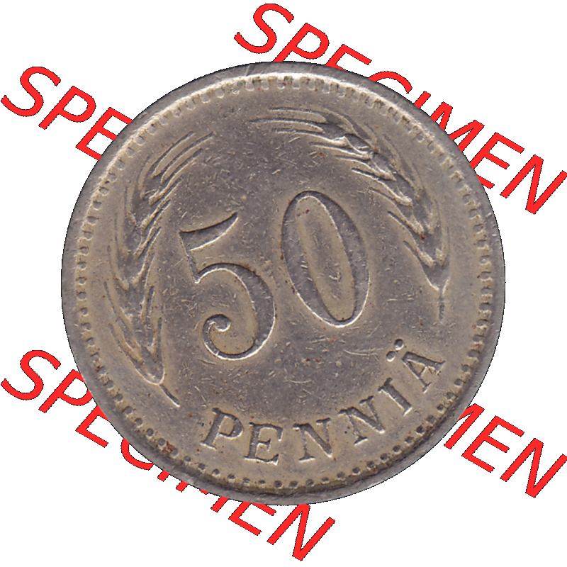 Alte Münzen KMS Finnland, Kursmünzensatz in PNG Design einer finnischen Münze 1921-1940, 50 Penny, Penniä 1929. Rückseite mit Wert-Zahl bzw. Nennwert... Sammlung