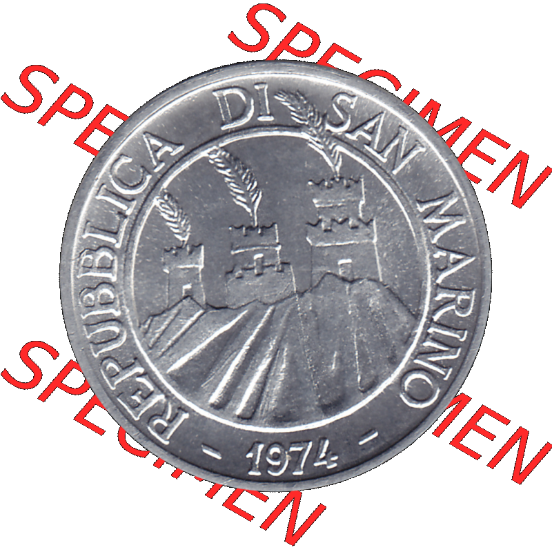 Bildmaterial Münzensatz / KMS 1974 aus San Marino Münze 1974-1974 als transparente PNG-Grafik, 1 Lire, 1 Lira, L.1 MINGUZZI MONASSI INC.. Vorderseite... Sammlung