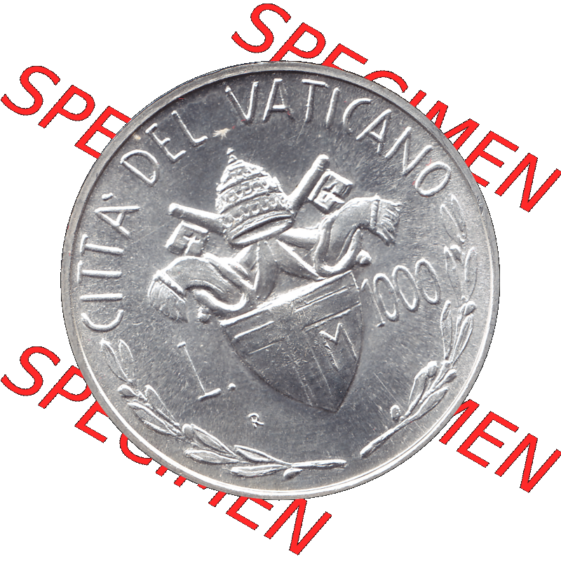 Alte Münze aus der Vatikanstadt / Vatikan als PNG-Grafik Münze Vatikanstadt 1982-1982, 1000 Lire Silbermünze 1982-01 4. Jahr Papst Johannes Paul II. Rückseite... Sammlung