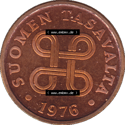 Alte Münzen KMS Finnland, Kursmünzensatz 1976 in Stempelglanz als digitales Computerbild in transparenten PNG 1963-1977, 5 Penny Penniä 1976-1, SUOMEN TASAVALTA.... Sammlung