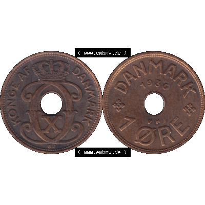 Alte Münze aus Dänemark als PNG-Grafik 1926-1940, 1 Öre 1936-01 Kursmünze. Vorderseite und Rückseite horizontal auf einen digitalen Bild der alten dänischen Umlaufmünze... Sammlung