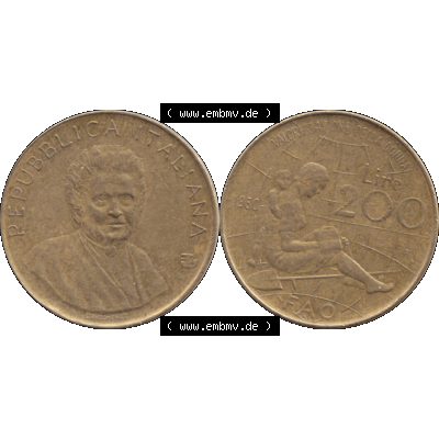 Bildmaterial einer Münze aus Italien / Italia als PNG-Grafik 1980-1980, 200 Lire FAO - Internationales Jahr der Frau 1980-01. Vorderseite und Rückseite horizontal auf einen digitalen... Sammlung