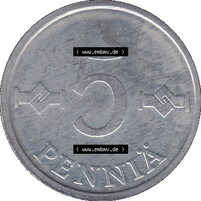Alte Münzen KMS Finnland, Kursmünzensatz 1978 in Stempelglanz als digitales Computerbild einer finnischen digitalisierten Münze in transparenten PNG 1977-1990, 5 Penny,... Sammlung