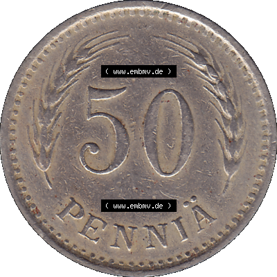 Alte Münzen KMS Finnland, Kursmünzensatz in PNG Design einer finnischen Münze 1921-1940, 50 Penny, Penniä 1929. Rückseite mit Wert-Zahl bzw. Nennwert... Sammlung