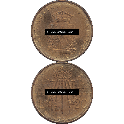 Bildmaterial Münzensatz / KMS 1979 aus San Marino im PNG-Format 1979-1979, 20 Lire, J. V. LIBERTAS REPVBBLICA DI S. MARINO, 1979 20 LIRE. Vorderseite... Sammlung