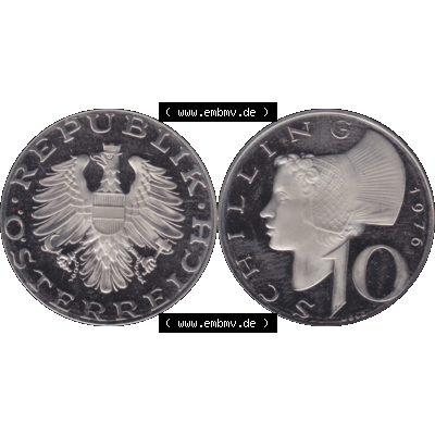 Alte Münze aus Österreich, in PNG digitalisiert 1974-2001, 10 Schilling 1976-01. Vorderseite und Rückseite horizontal auf einen digitalen Bild der alten österreichischen... Sammlung