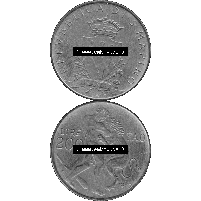 Bildmaterial Münzensatz / KMS 1979 aus San Marino in Graustufen 1979-1979, 200 Lire, L.200, J. V. LIBERTAS REPVBBLICA DI S. MARINO, 1979 L.200... Sammlung