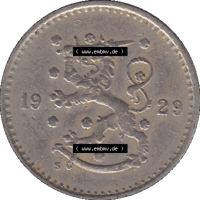 Alte Münzen KMS Finnland, Kursmünzensatz in PNG Design einer finnischen Münze 1921-1940, 50 Penny, Penniä 1929. Vorderseite einer Münze in transparenten... Sammlung