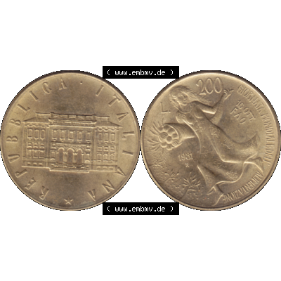 Bildmaterial einer Münze aus Italien / Italia als PNG-Grafik 1981-1981, 200 Lire FAO - Welternährungstag 1981-01. Vorderseite und Rückseite horizontal auf einen digitalen... Sammlung