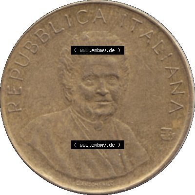Bildmaterial einer Münze aus Italien / Italia als PNG-Grafik 1980-1980, 200 Lire FAO - Internationales Jahr der Frau 1980-01. Vorderseite einer alten italienischen 200 Lire Gedenkmünze,... Sammlung