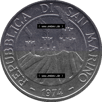 San Marino Münze 1974-1974 als transparente PNG-Grafik, 50 Lire, L.50 MINGUZZI MONASSI INC. Sammlung
