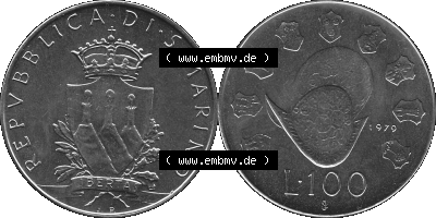Münzensatz / KMS 1979 aus San Marino in Graustufen 1979-1979, 100 Lire, J.P. LIBERTAS REPVBBLICA DI S. MARINO L.100 Sammlung