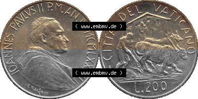 PNG-Grafik Münze Vatikanstadt 1982-1982, 200 Lire, E. MANFRINI IOANNES PAVLVS II P M 1982, Jahrgang 1982 Sammlung