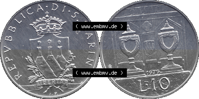 Bildmaterial Münzensatz / KMS 1979 aus San Marino im PNG-Format 1979-1979, 10 Lire, J. V. LIBERTAS REPVBBLICA DI S. MARINO, 1979... Sammlung