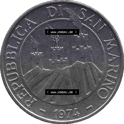 San Marino Münze 1974-1974 als transparente PNG-Grafik, 100 Lire, L.100 MINGUZZI MONASSI INC. Sammlung