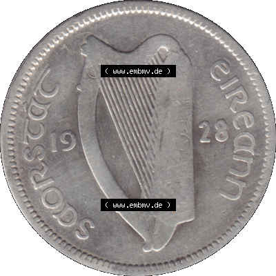 Münze aus Irland als PNG-Grafik 1928-1937, 1 Schilling, Scillins 1928 Sammlung