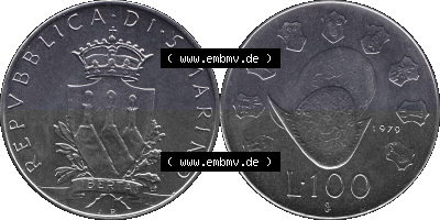 Bildmaterial Münzensatz / KMS 1979 aus San Marino im PNG-Format 1979-1979, 100 Lire, J.P. LIBERTAS REPVBBLICA DI S. MARINO L.100.... Sammlung