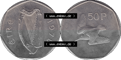 Münze aus Irland als PNG-Grafik 1970-2000, 50 Pence 1978 Sammlung