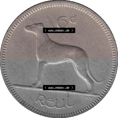 Münze aus Irland als PNG-Grafik 1942-1969, 6 Pence 1963 Sammlung