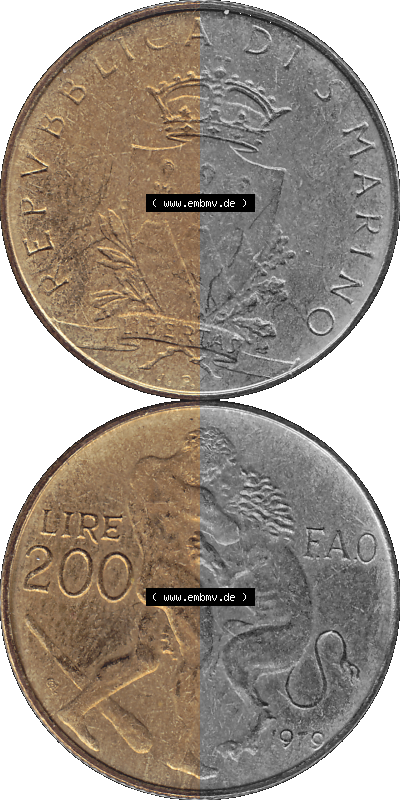 Bildmaterial Münzensatz / KMS 1979 aus San Marino im PNG-Format 1979-1979, 200 Lire, L.200, J. V. LIBERTAS REPVBBLICA DI S. MARINO,... Sammlung