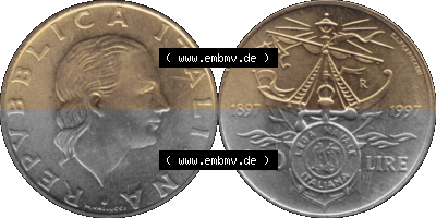 Münze aus Italien / Italia als PNG-Grafik 1997-1997, 200 Lire Italienische Meeresliga 1997 Sammlung