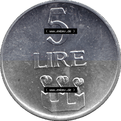 San Marino 1972-1972, Münze 5 Lire, 1972, LIRE MONASSI REPUBBLICA DI SAN MARINO Sammlung