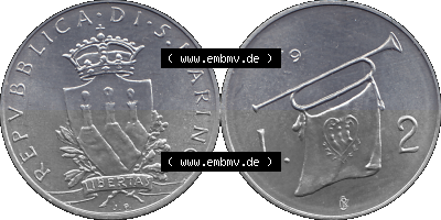 Bildmaterial Münzensatz / KMS 1979 aus San Marino im PNG-Format 1979-1979, 2 Lire, J. V. LIBERTAS REPVBBLICA DI S. MARINO, 1979... Sammlung