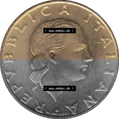 Münze aus Italien / Italia als PNG-Grafik 1997-1997, 200 Lire Italienische Meeresliga 1997 Sammlung