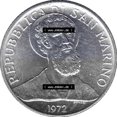 San Marino 1972-1972, Münze 2 Lire 1972, 2 LIRE MONASSI REPUBBLICA DI SAN MARINO Sammlung