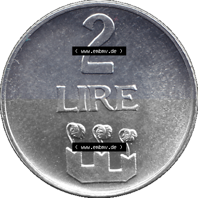San Marino 1972-1972, Münze 2 Lire 1972, 2 LIRE MONASSI REPUBBLICA DI SAN MARINO Sammlung