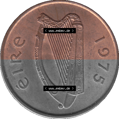 Münze aus Irland als PNG-Grafik 1971-1988, 2 Pence 1975 Sammlung