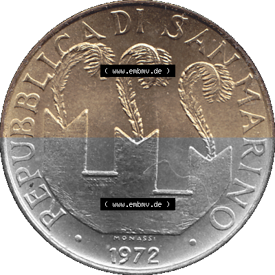 San Marino 1972-1972, Münze 20 Lire, 1972, MONASSI REPUBBLICA DI SAN MARINO Sammlung