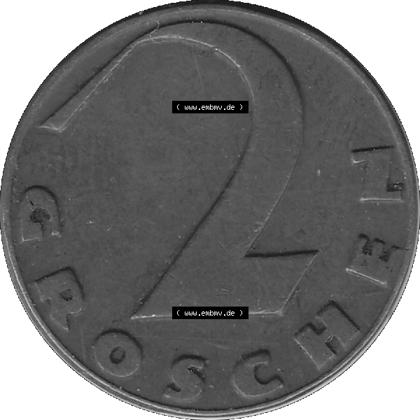 Grau bzw. s/w Alte Münze 2 / Zwei Groschen Österreich in original Farbgebung von Scanner transparenten PNG 1925-1938, 2 Zwei Groschen, Krückenkreuz 1930-03. Rückseite der alten... Sammlung Graustufen