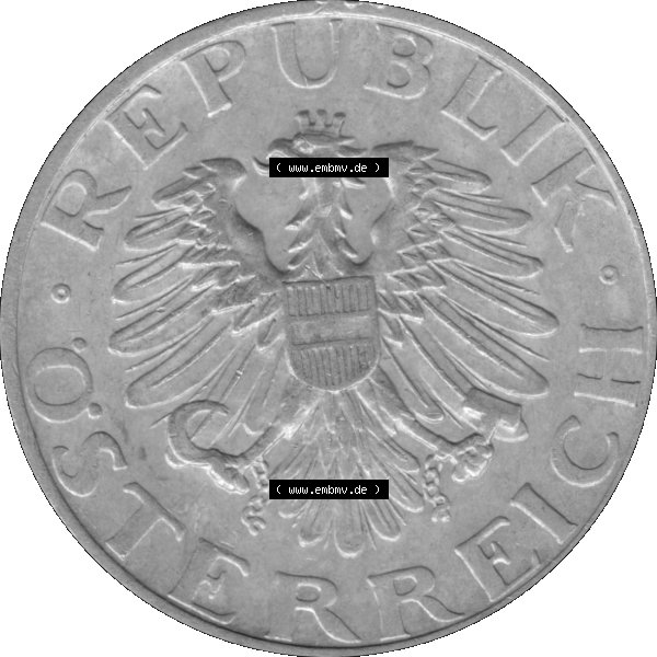 Grau bzw. s/w Alte Münze aus Österreich als PNG-Grafik 1946-1952, 2 Schilling 1947-01. Vorderseite der alten österreichischen 2 Schilling Umlaufmünze aus Österreich, Münze... Sammlung Graustufen