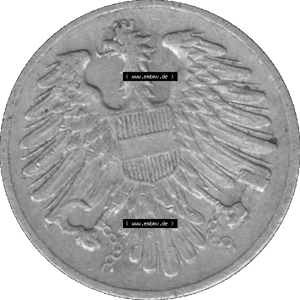 Grau bzw. s/w Alte Münze aus Österreich als PNG-Grafik 1950-1994, 2 Groschen 1951-01. Vorderseite der alten österreichischen Umlaufmünze aus Österreich, Münze vor Euro,... Sammlung Graustufen