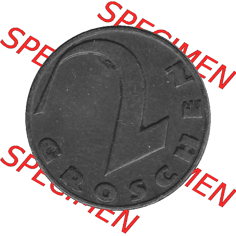 Alte Münze 2 / Zwei Groschen Österreich in s/w Schwarzweiß bzw. Graustufen Farbgebung von Scanner transparenten PNG 1925-1938, 2 Zwei Groschen, Krückenkreuz... Sammlung