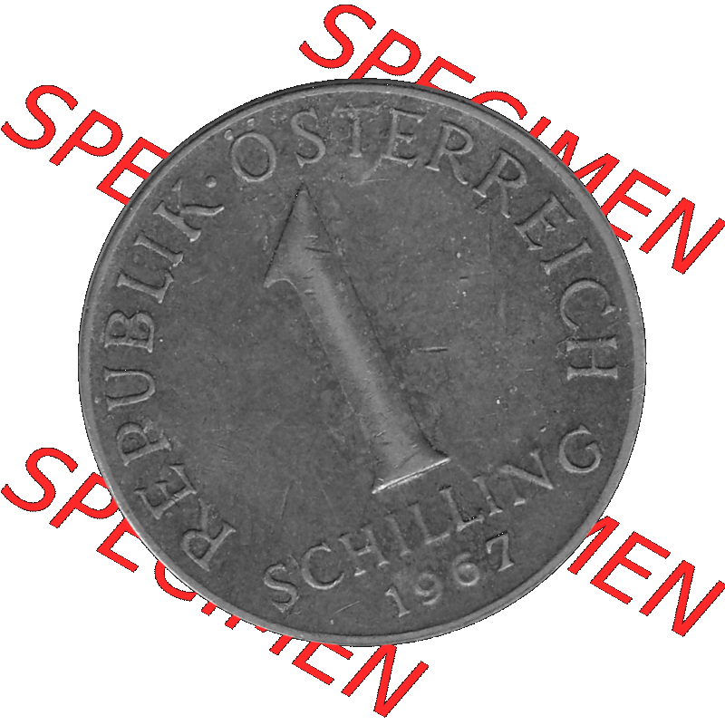 Alte Münzen Österreich 1 / Ein Schilling in Graustufen 1959-2001, 1 Schilling 1967-01, Ein Shilling Edelweiß Graustufen. Vorderseite in Graustufen der 1 / Ein... Sammlung