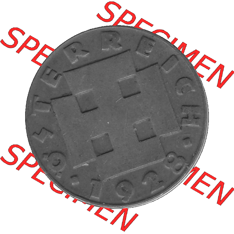 Alte Münze 2 / Zwei Groschen Österreich in s/w Schwarzweiß bzw. Graustufen Farbgebung von Scanner transparenten PNG 1925-1938, 2 Zwei Groschen, Krückenkreuz... Sammlung