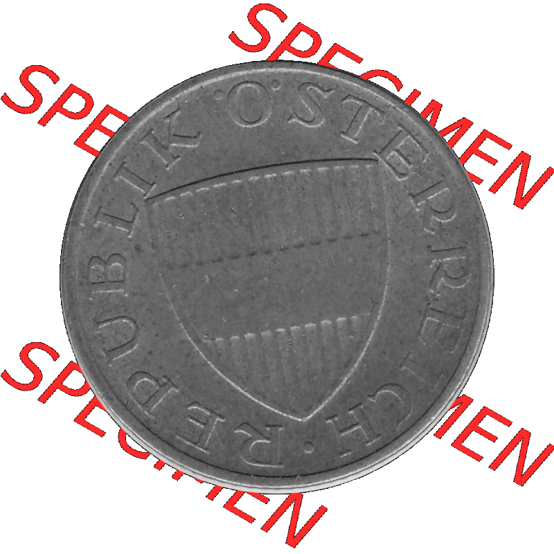 Alte Münze 50 / Fünfzig Groschen Österreich in s/w Schwarzweiß bzw. Graustufen Farbgebung von Scanner transparenten PNG 1959-2001, 50 Groschen 1975-01, Bindenschild... Sammlung