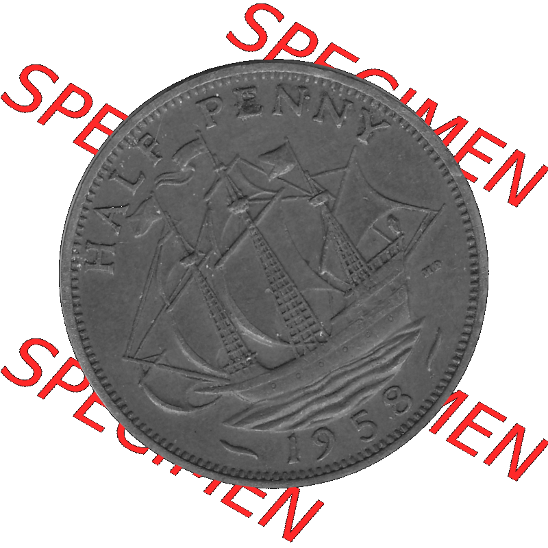 Alte Münze Großbritannien Umlaufmünze Half Penny, 1/2 Pence 1954-1970, Half Penny, Halber Pence 1958-01, Elisabeth II. - Schriftzug ELIZABETH II DEI GRATIA... Sammlung