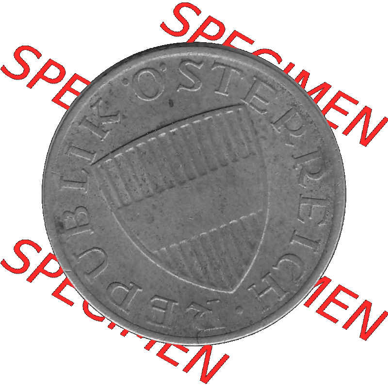 Alte Münze 50 / Fünfzig Groschen Österreich in s/w Schwarzweiß bzw. Graustufen Farbgebung von Scanner transparenten PNG 1959-2001, 50 Groschen 1966-01, Bindenschild... Sammlung